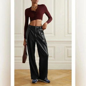 MOTHER Black Faux Leather Pant NWT Tunnel Vision Pleated Pants Size 29